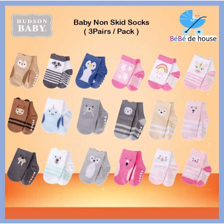 Hudson Baby Baby Socks With Non Skid ( 3 pairs / pack )