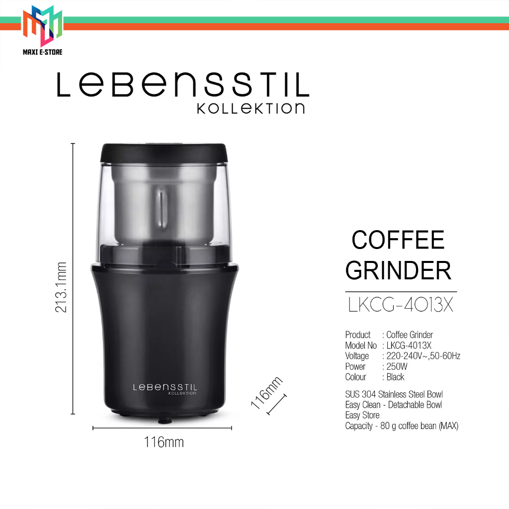 Lebensstil Stainless Steel Electric Turbo Coffee Grinder LKCG-4013X