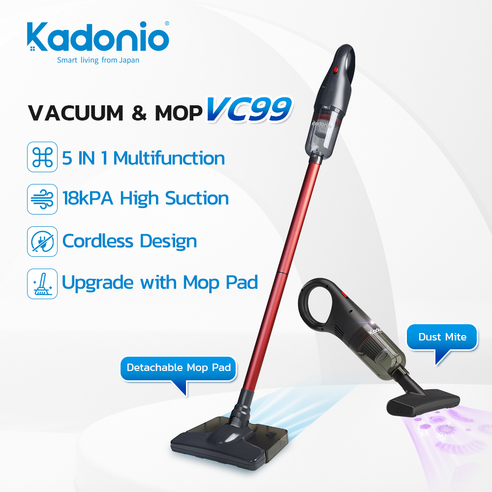 KADONIO 18000PA 5 in 1 Wet And Dry Vacuum Cleaner Handheld Vacuum & Mop Home Car Vacum Cordless Vakum Rumah for House VC99 VC96