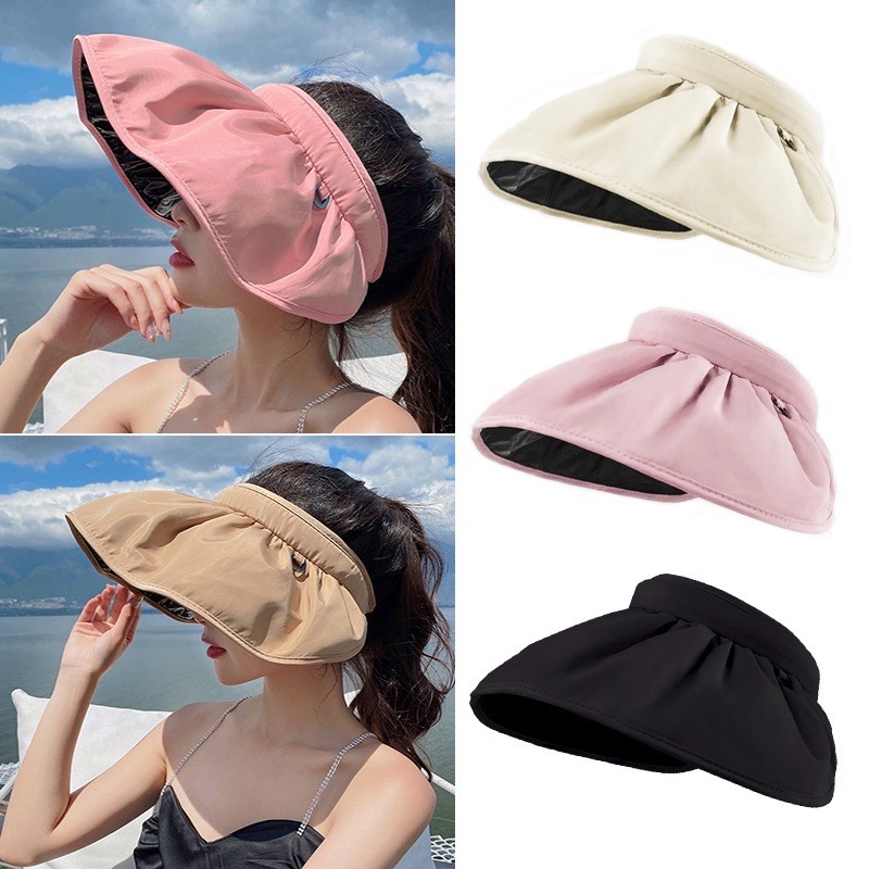 Influencer Same Style Shell Sun Hat Female Anti-Ultraviolet Summer Cover Face Beach Cycling Empty Top (Local Seller)