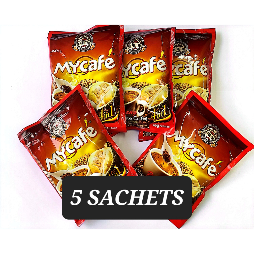 Coffee Tree Penang White Coffee Durian 4 in 1  - 5 SACHET x 40g - EXPIRY DATE : Jan 2028
