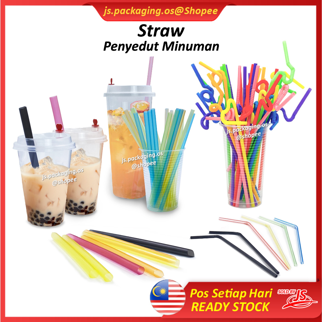 Flexible Straw / Art Straw 6mm x 260mm Colorful / Party Disposable Drinking Straws /Big Straw/ Color Straw / White Straw