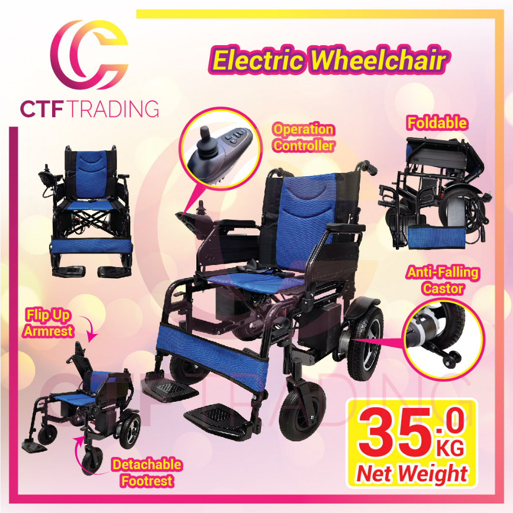 CTF Lightweight Foldable Transport Electric Wheelchair ( Kerusi Roda Elektrik )