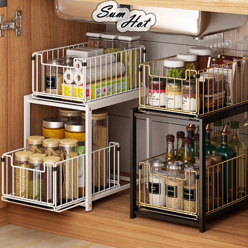 Storage Rack Spice Rack Under Sink Rack Kitchen Organizer Rak Dapur Rak Bawah