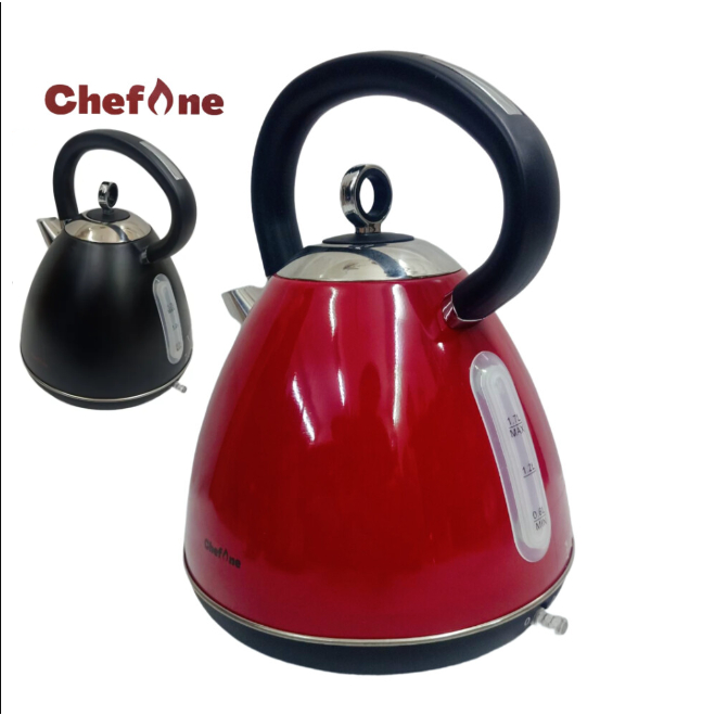 ChefOne Cordless Electric Kettle Stainless Steel Jug Kettle ZM-D1721 1.7Litre 1500W  Black/Red