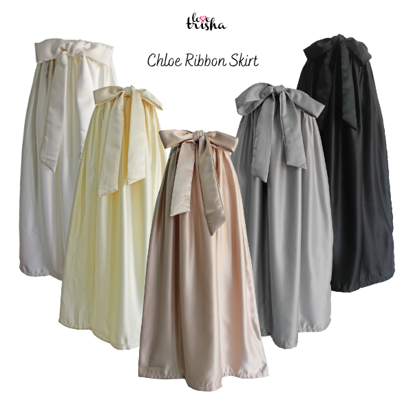 LOVETRISHA Chleo Ribbon Skirt - Skirt Labuh Pastel Kanak-Kanak Budak Perempuan 0-12 tahun | Muslimah Girl Dress Modest