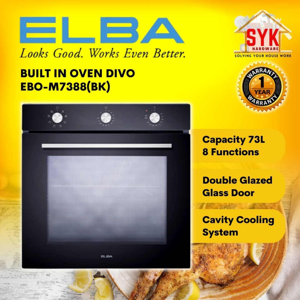 SYK Elba Built In Kitchen Oven 73 Liters Divo EBO-M7388(BK) Cooking Oven Home Kitchen Appliances Oven Dapur