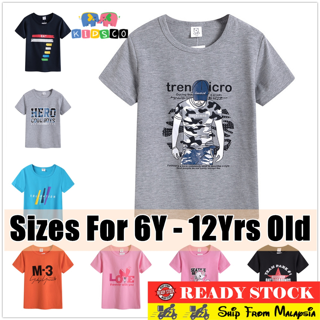 Kids T-shirt Cotton Boys Girls Short Sleeve Tops Animal Printed Casual T shirt Baju Kanak-Kanak