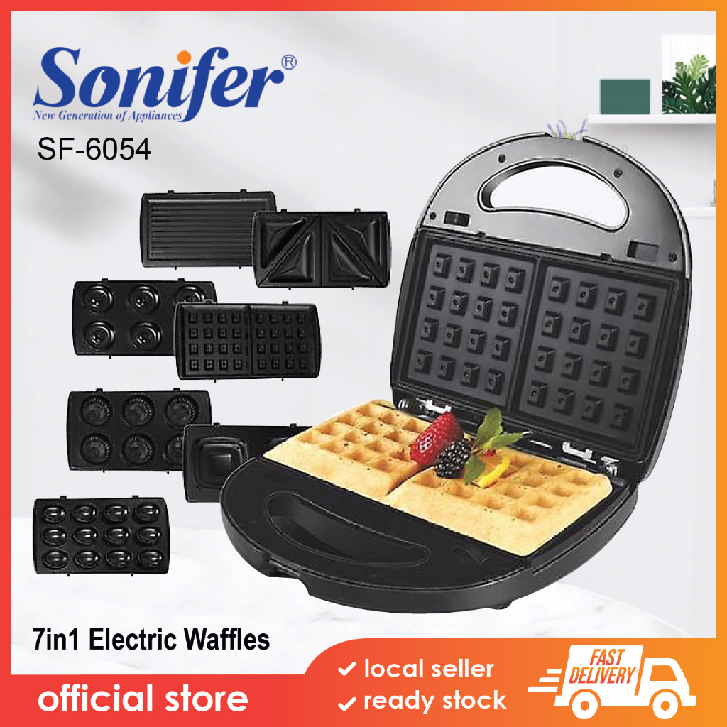 SONIFER SF-6054 7in1 Electric Waffles Maker Sandwich Breakfast Machine Detachable Non Stick Plate