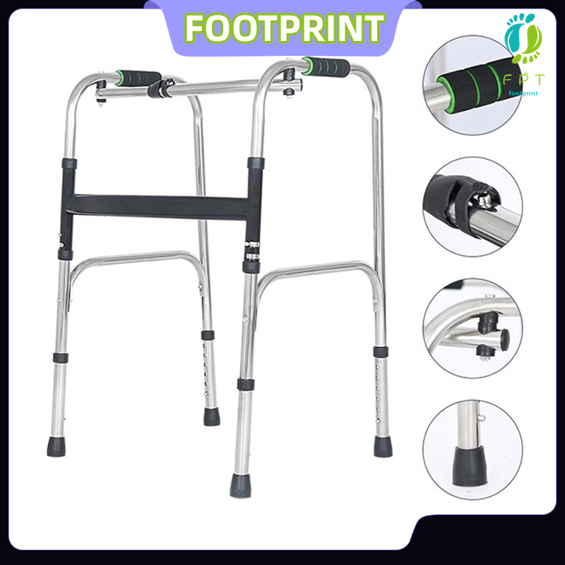 【Local shipment】Stainless Steel Walker Walking Aid with Wheel & Shower Seat Adjustable Frame Medical Foldable Elder Walker Light Weight Stainless Steel Foldable Walking