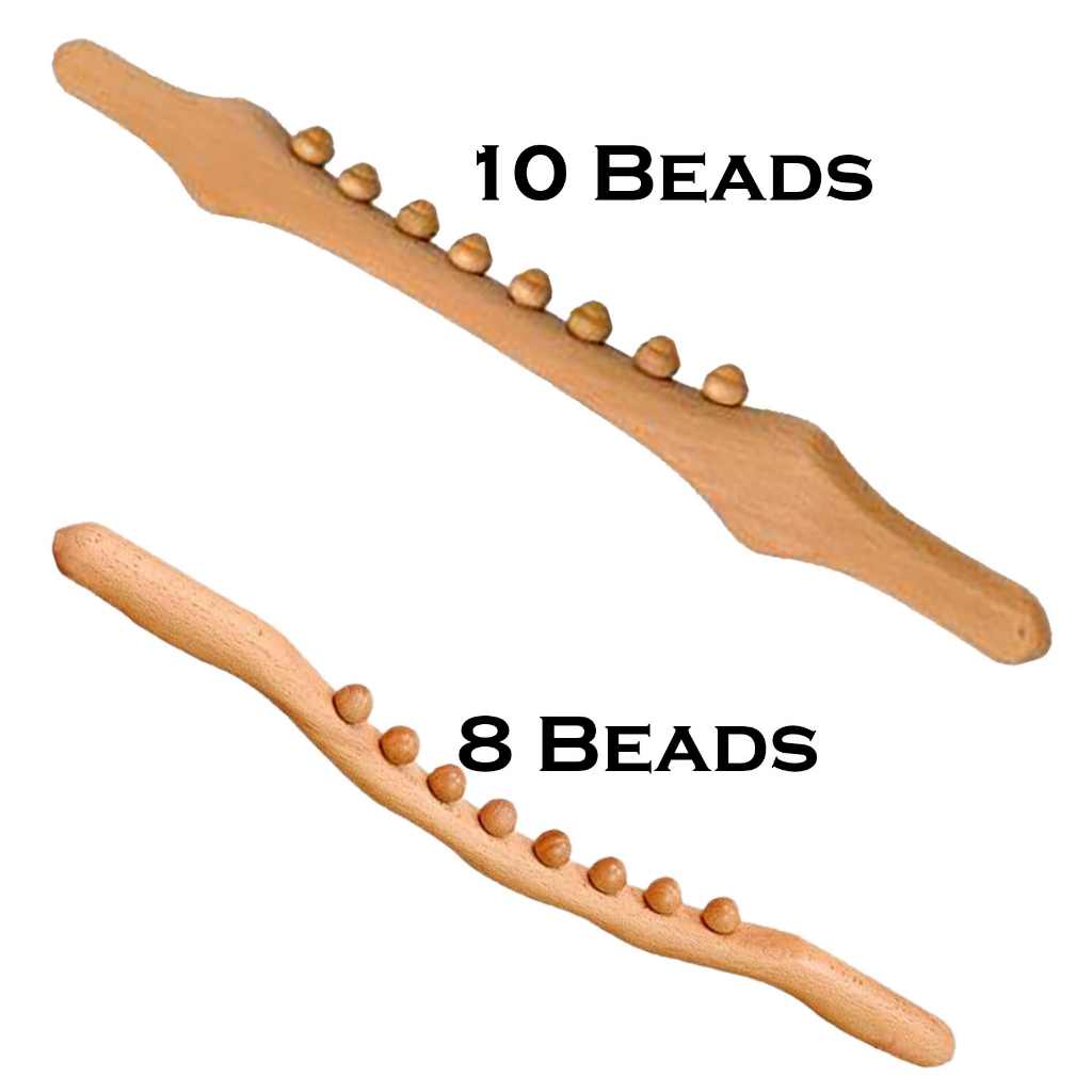 8/10 Beads Gua Sha Massage Stick Back Body Meridian Scrapping Therapy Wand Muscle Relaxing Acupuncture Massage Wood