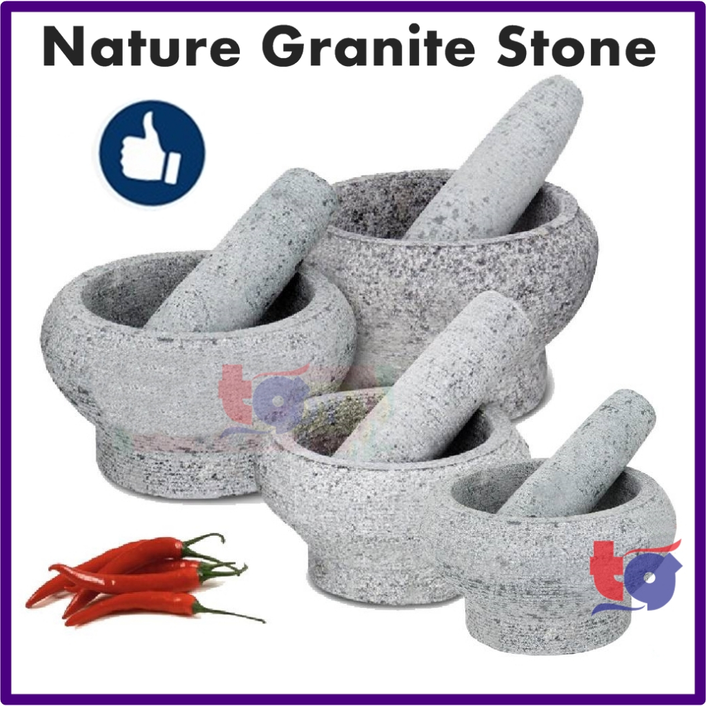 READY STOCK Mortar And Pestle Set / Lesung Batu | Guacamole Salsa Maker | Lesung Gesek Batu 14.5CM/16CM/17.5CM/19CM