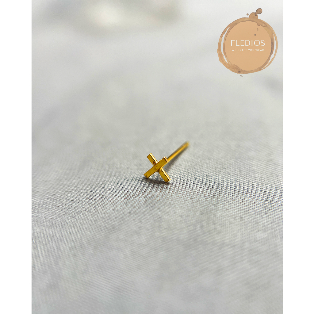 Fledios Subang Bentuk X  Emas 916/  Fledios 916 Gold X Earrings/916 Subang Gold Earrings Subang 916 Emas