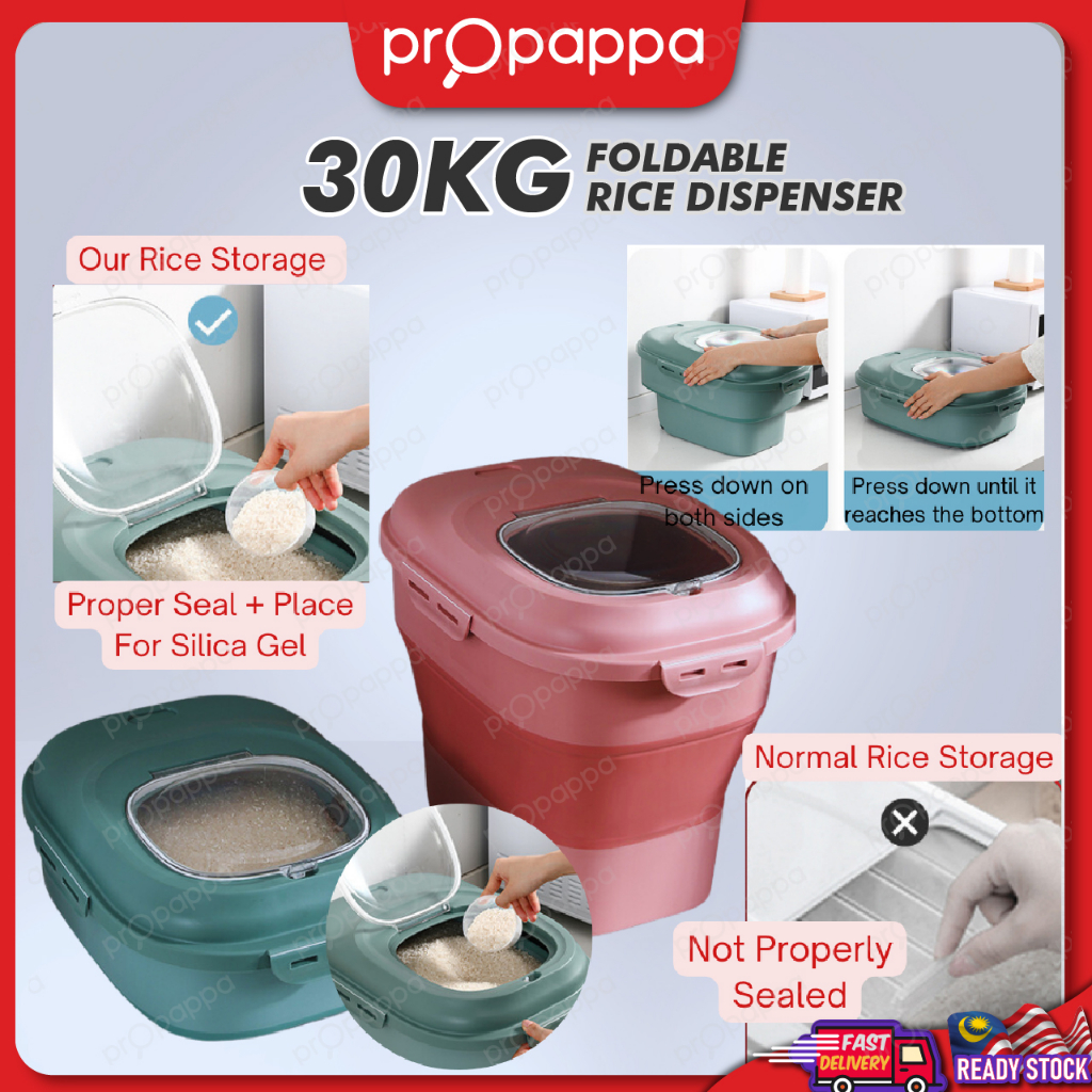 Propappa - Foldable Multifunction Rice Dispenser (Max Capacity 30KG) / Storage Box, Bekas beras, 防虫防潮密封米箱/收纳盒