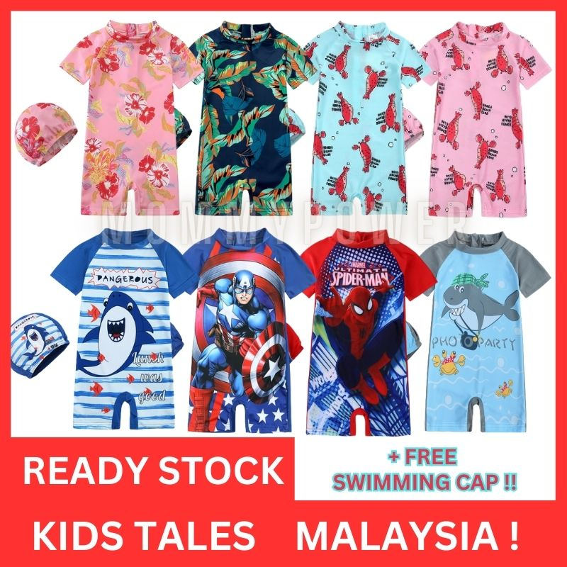 2 BONDS INSPIRED1-8Y Suit Baju Renang KIDS TALES Swimming Swimsuit Swimwear kids Boy and Girl