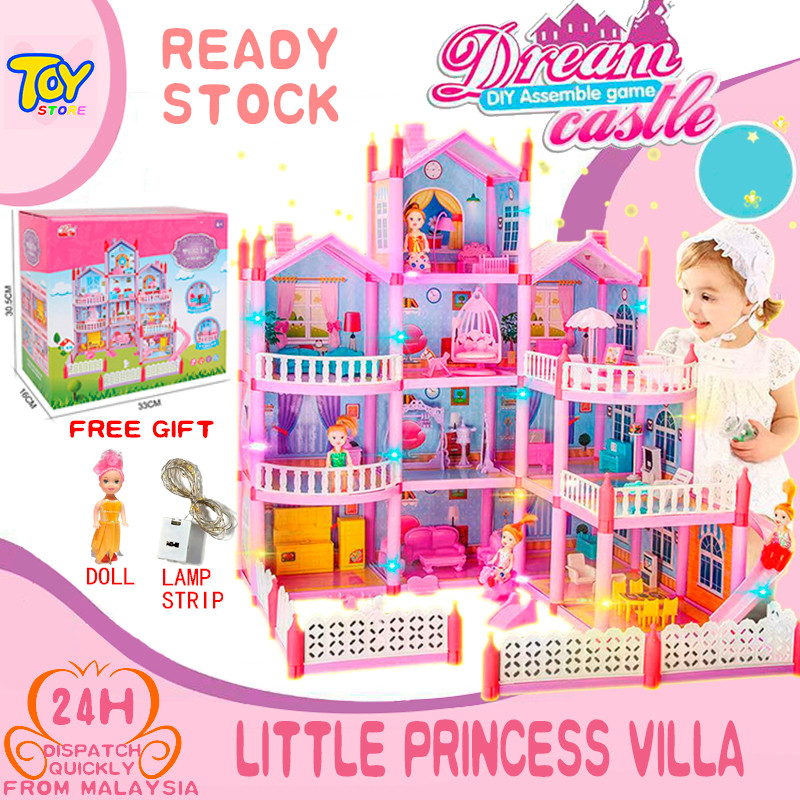 Poll Horincess Duse DIY assembled castle Showcase Villa Toys Dream home fun pretend play Birthday Gift Toys for Kids Girl