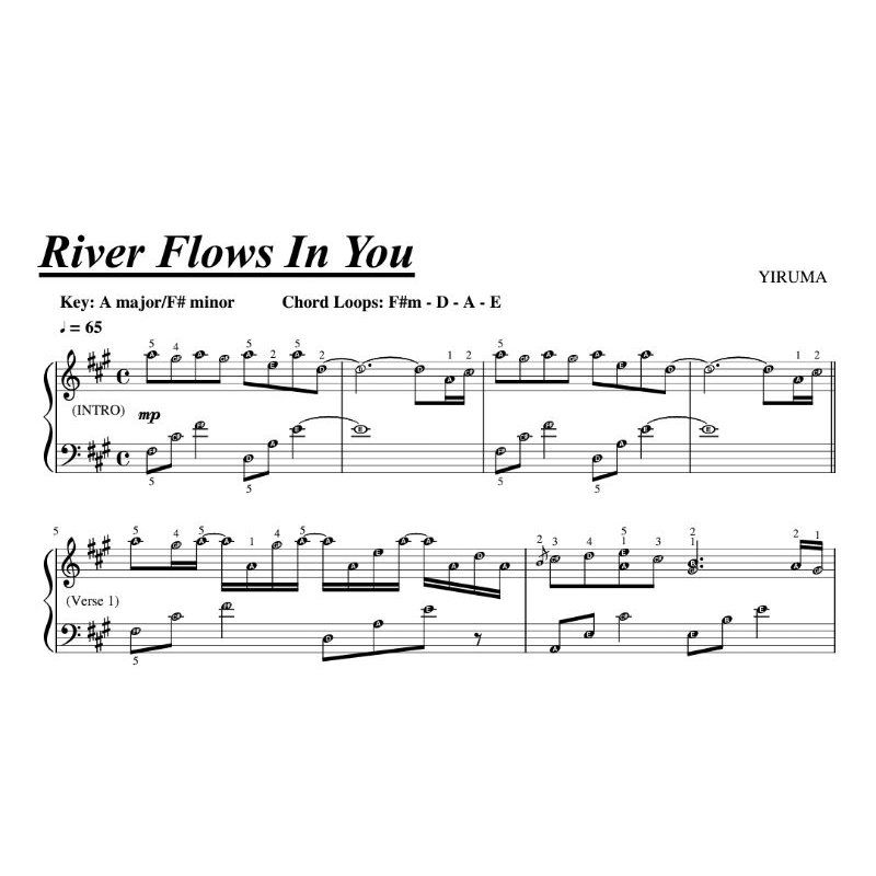 River Flows In You YIRUMA Original Simplified Piano Sheet Music PDF