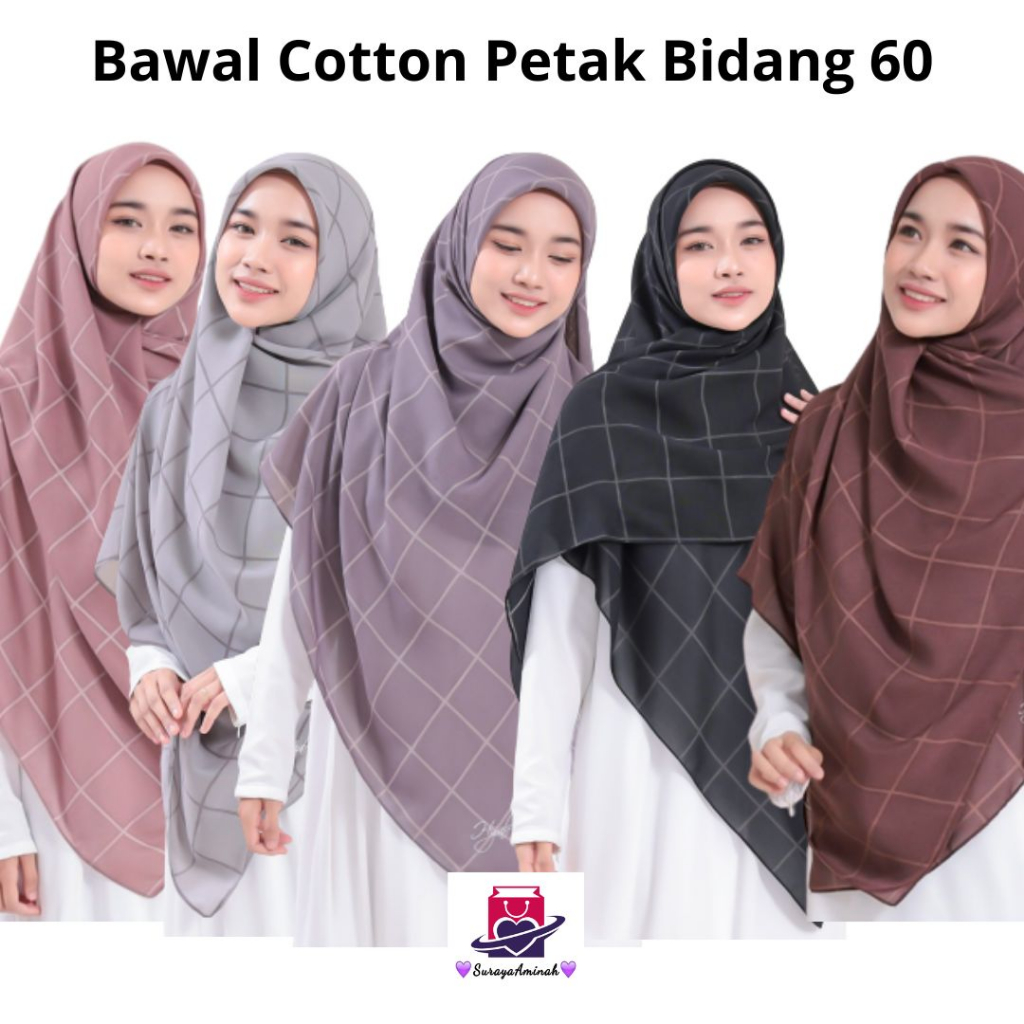 TUDUNG BAWAL COTTON PETAK BIDANG 60