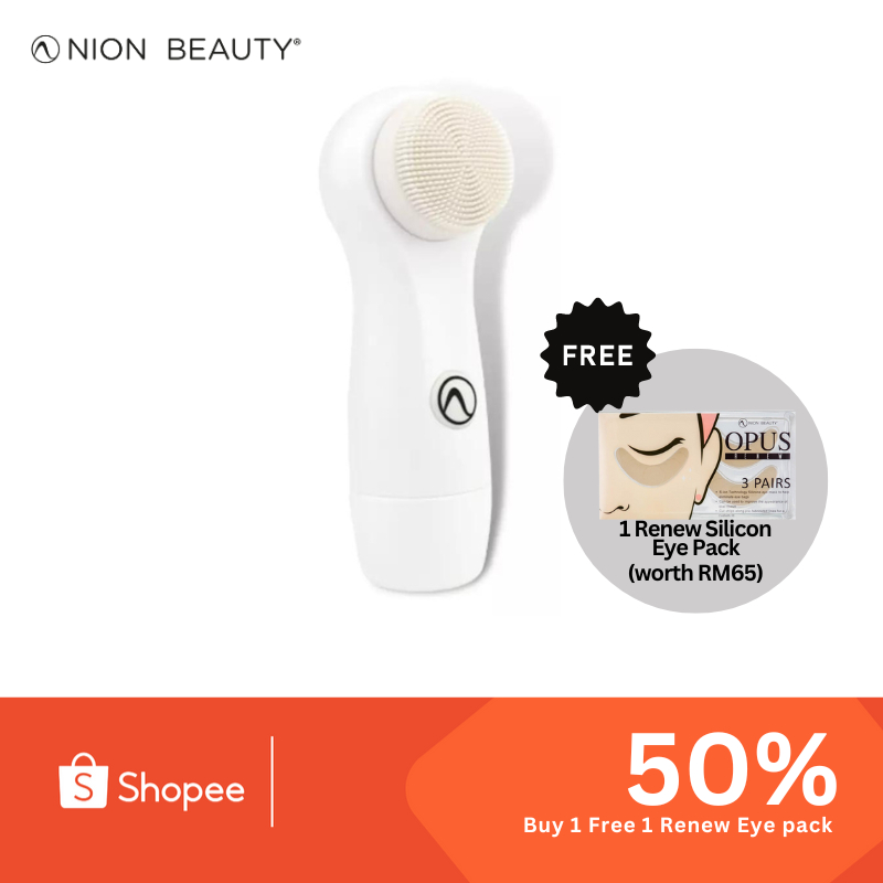 Nion Beauty Express Silicon Facial Brush- White| S-ion Technology® Silicon Tip | 3-Speed | 1 Year Warranty