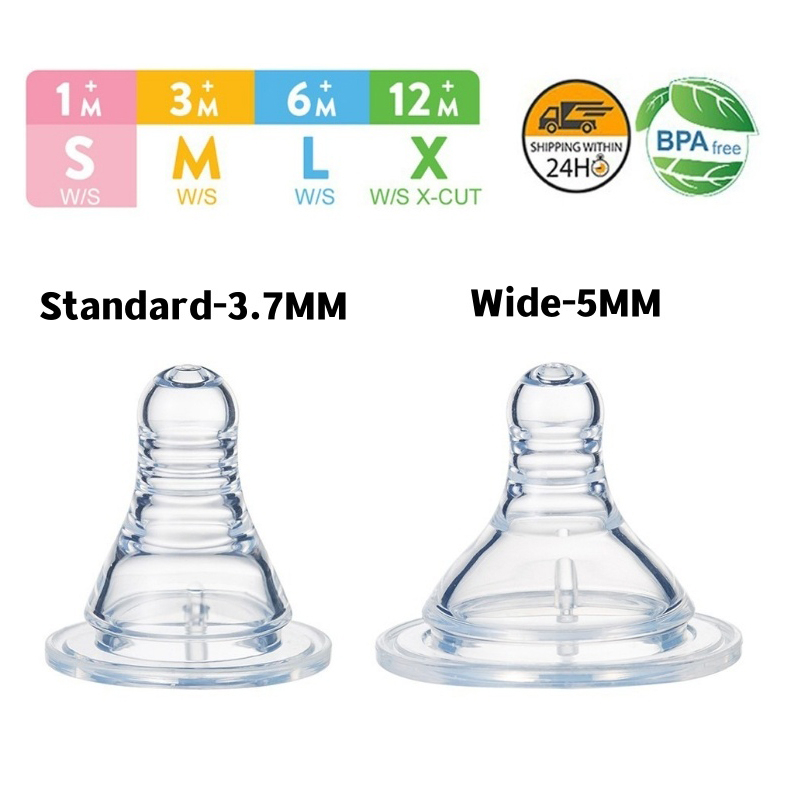 Puting SuSu Nipple for Baby Bottle Standard/Wide Mouth Silicone Anti Colic Pacifier Fit Wide Neck