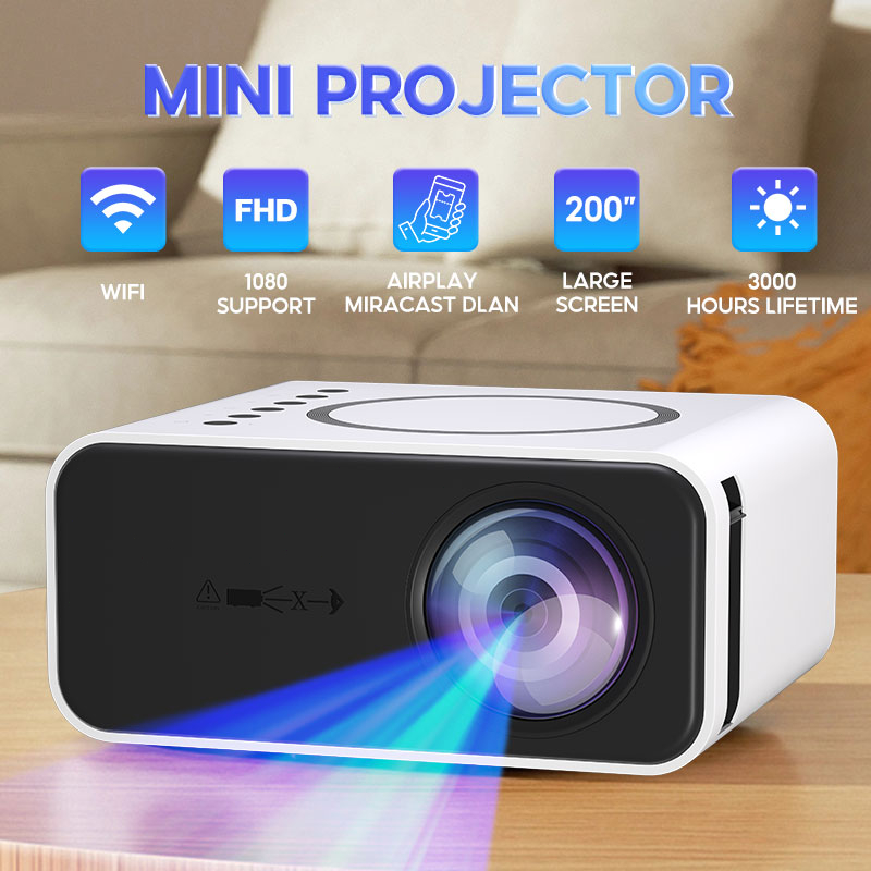 Mini projector WiFi 1080P high-definition movie viewing projector supports mobile screen sharing with 3-year warranty