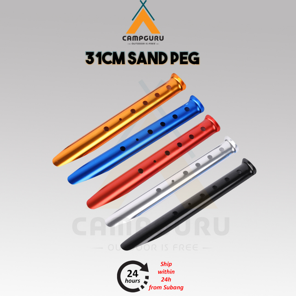CAMPGURU 31cm Sand Peg Aluminum Spikes for Tents Portable Fixing Stake Peg Nail Soft Ground Ice Beach Camping Outdoor