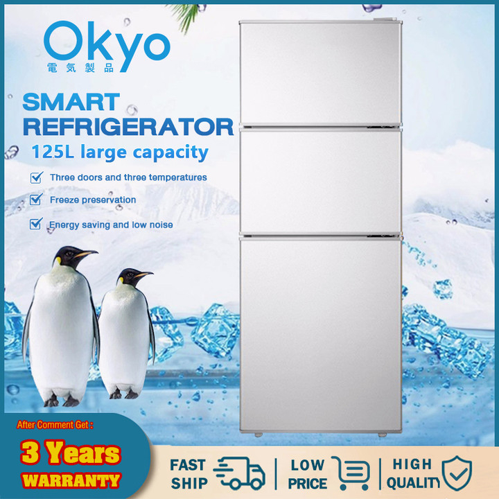 3 Door Freezer Peti Sejuk 125L Energy saving freezer machine Home/ Commercial  High capacity Refrigerator 家用商用三門冰箱