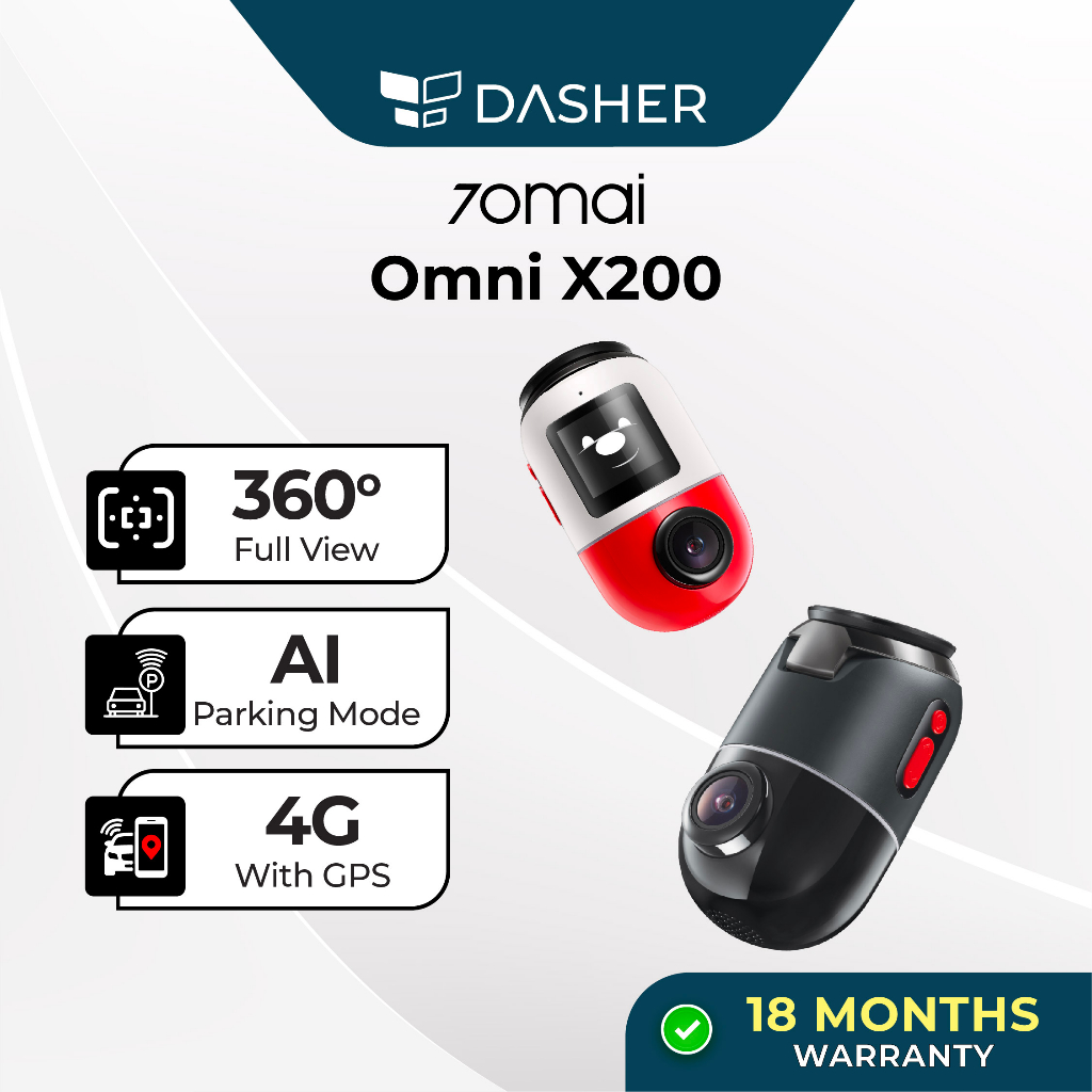 70mai Omni X200 360° Dashcam 4G GPS AI Parking Surveillance HDR Night Vision ADS Voice Control 60 FPS Car Finder