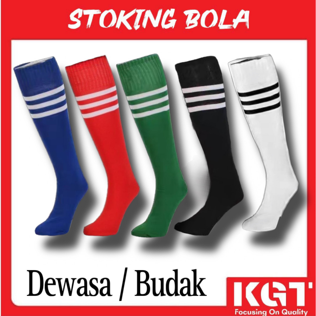 Stoking Bola Dewasa & Budak Football Soccer Futsal Socks Adult & Kids Stoking Bola Red, Blue, Green, Black