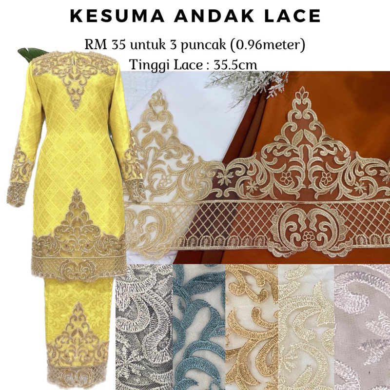 Kesuma andak Border bridal Lace renda baju