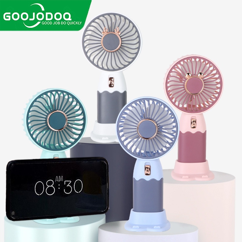 GOOJODOQ Portable USB Mini Fan Cooling Fan 5 Speed Rechargeable Handheld Fan With phone stand