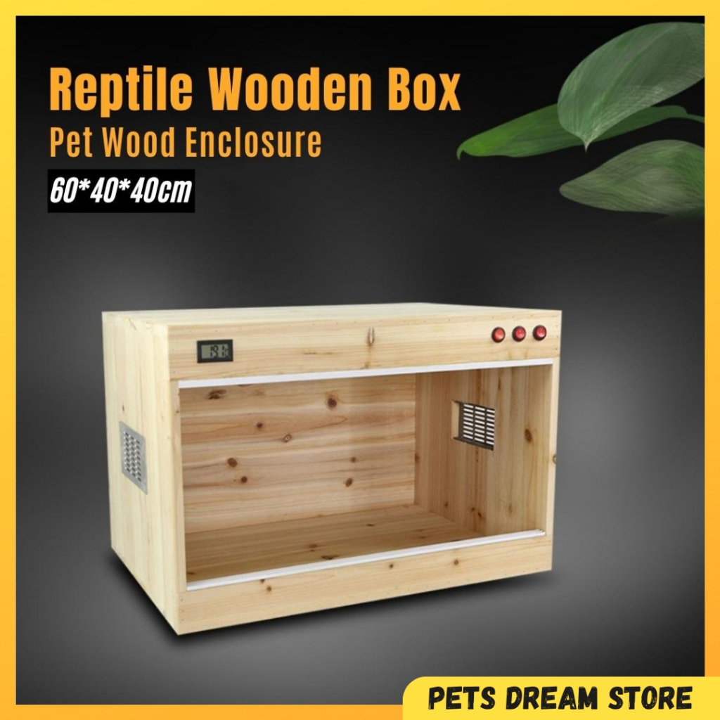 Nomoy Pet Reptile Wood box 60*40*40cm reptile wooden enclosure tortoise tank tortoise wood house desert reptile cage