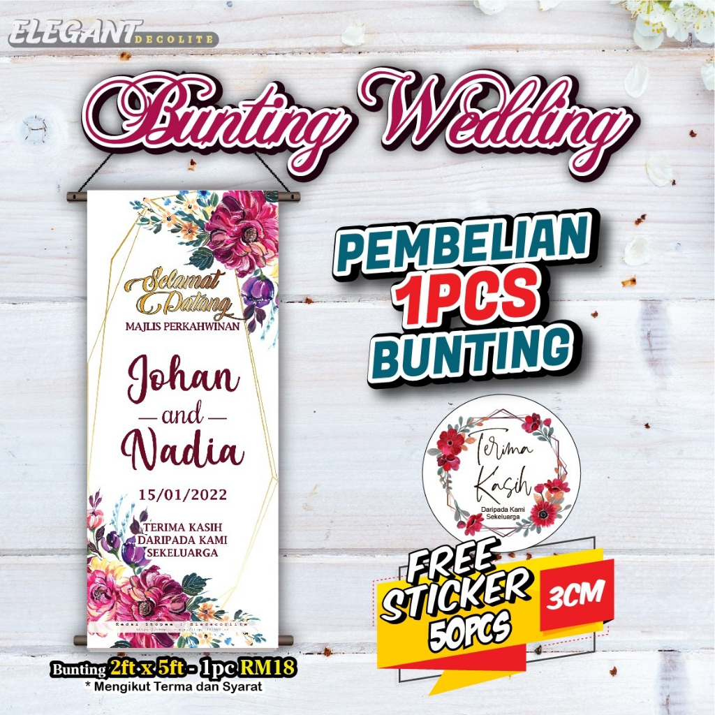 BUNTING KAHWIN 2 x 5/BANTING MAJLIS KAHWIN/WEDDING BANNER