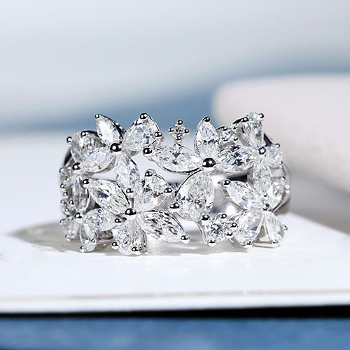 [STAR ANGEL] Secret Garden Statement Zircon Ring /Cincin Bunga Berkualiti Ekslusif