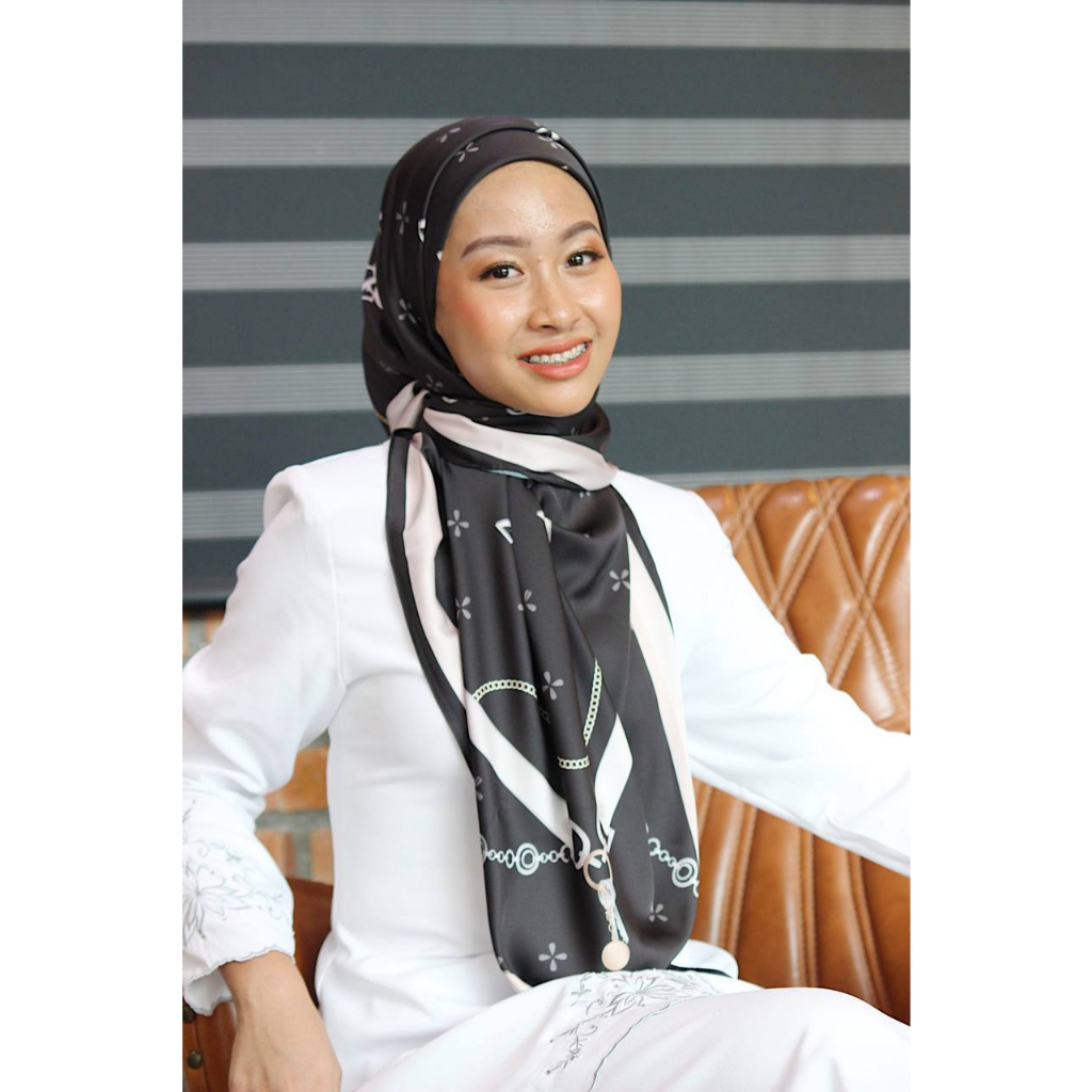 DSZ Black Bawal Printed Satin Silk