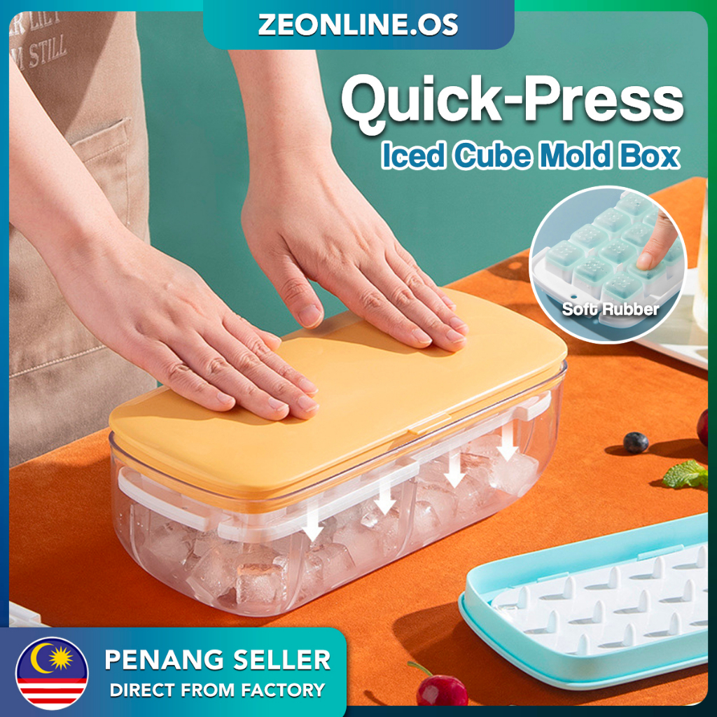 Quick Press 24 Cubes Easy Silicone Ice Cube Tray Storage Box Easy Ice Maker Box