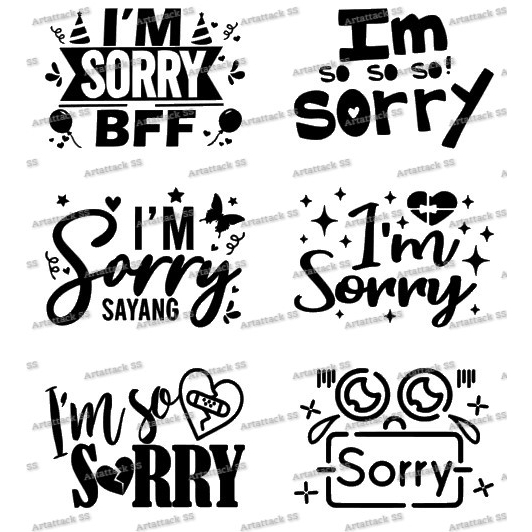[READY STOCK] Im Sorry Sticker for 10inch Foil Balloon ( Heavy Duty Sticker )