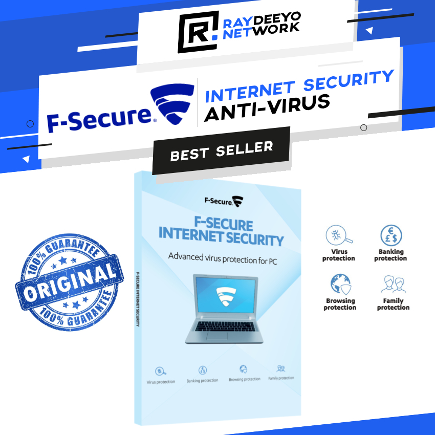 F-Secure Internet Security Anti-Virus Software Hard Copy License Original (Windows & MacOS) [1 Device/1Year/3 Years]