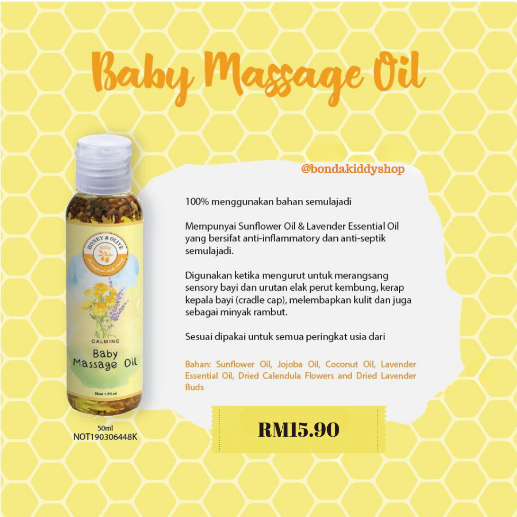 [NATURAL BABYCARE] BABY MASSAGE OIL BOTANICAL INFUSED (50ML) MINYAK URUT BAYI DAN MINYAK RAMBUT BAYI