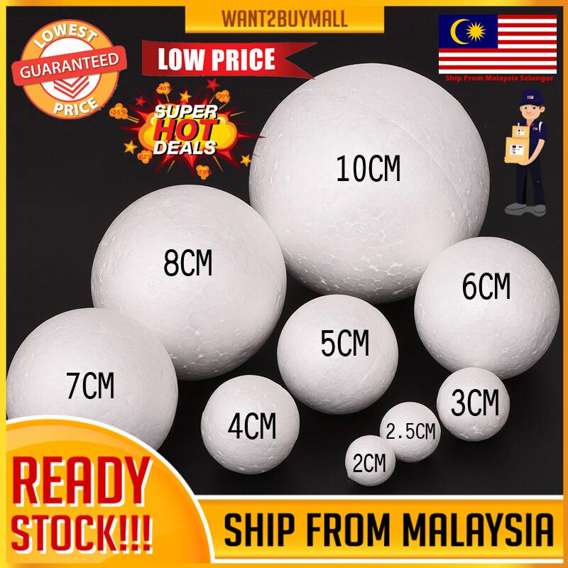 1-15cm DIY White Round Styrofoam Wedding Polystyrene Craft Foam Ball Bunga Bola Putih Gabus Bulat Kahwin Hantaran 球形保丽龙