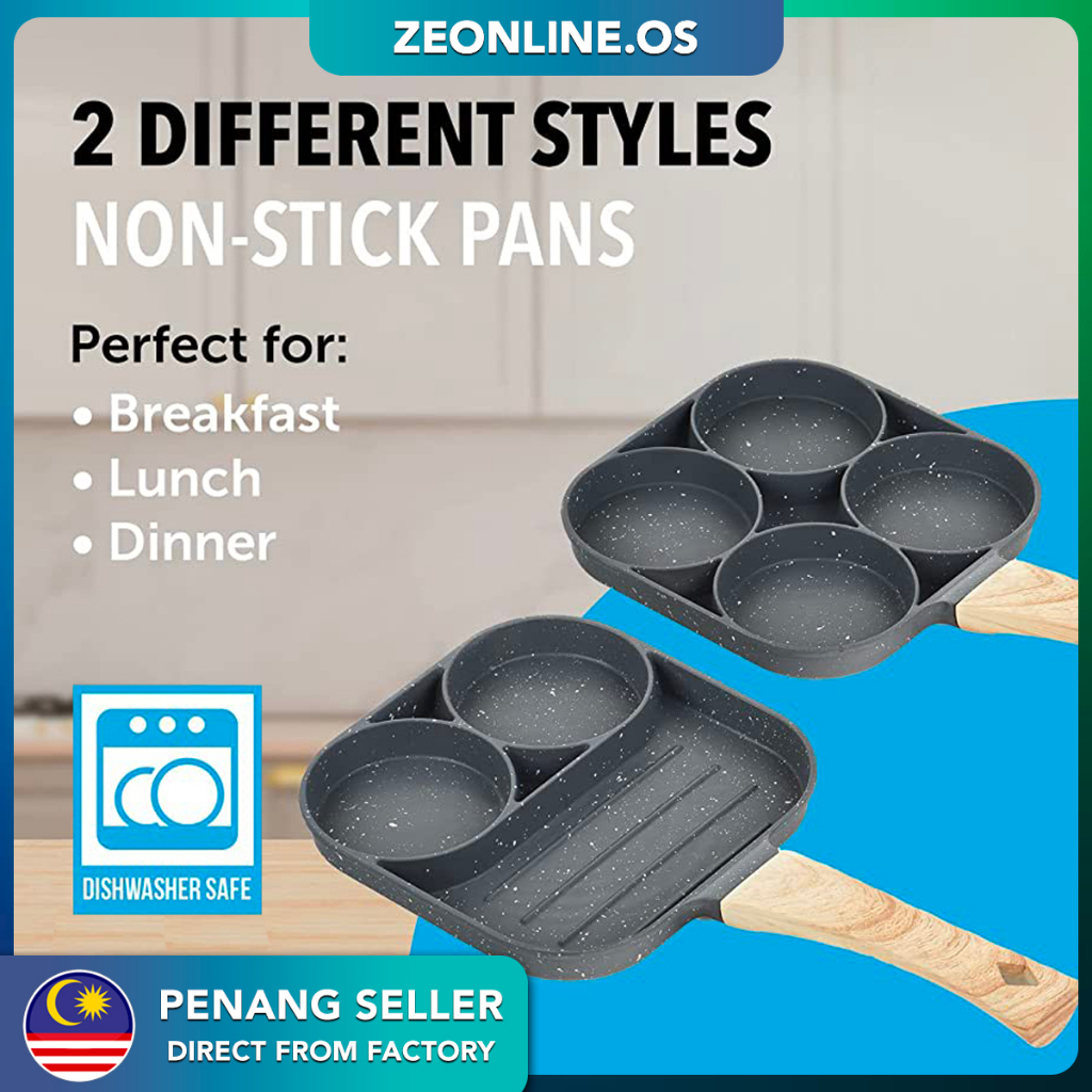 4 Egg Slots Non Stick Flat Bottom Frying Pan Four Hole Breakfast Machine Fried Egg