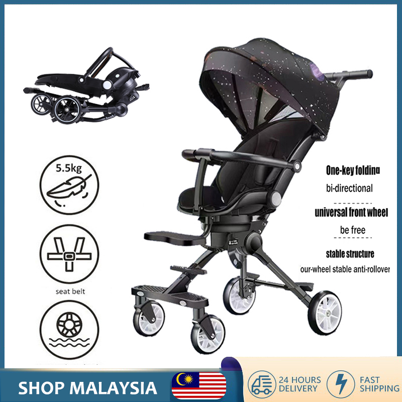 2Way Stroller Baby Foldable 4 Wheels Magic Stroller Two Way Easy Foldable Ultralight Weight