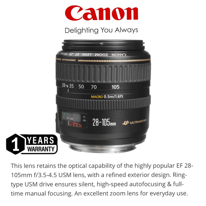 Canon Zoom Wide angle telephoto 28-105mm USM Macro Fast Autofocus Lens original 1 years warranty