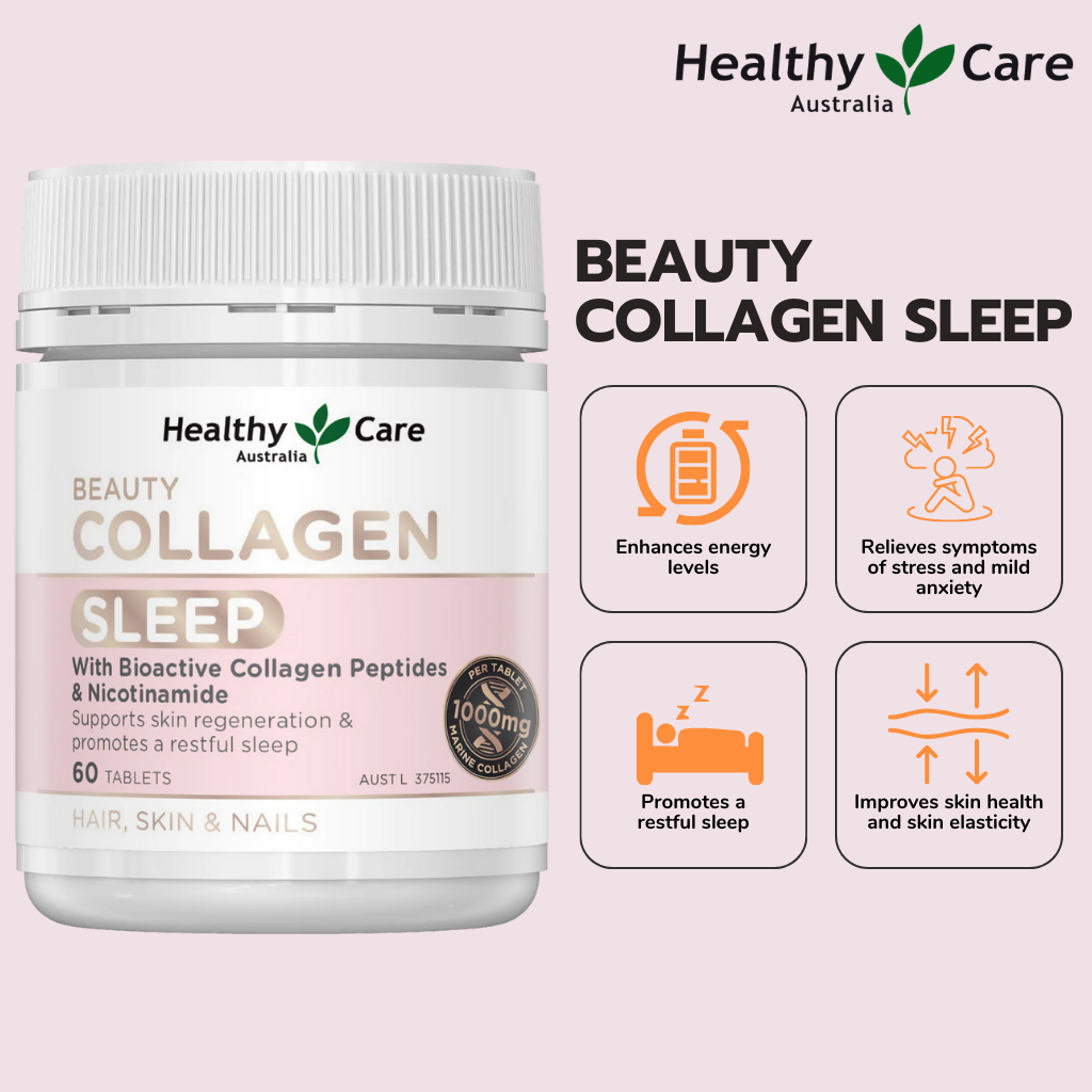 [100% IMPORTED FROM AUS] Healthy Care Beauty Collagen Sleep 60 Tablets exp 12/2024