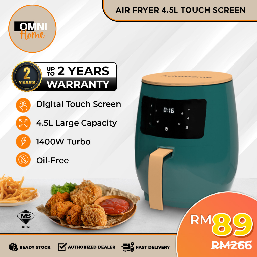 [READY STOCK] Air Fryer 4.5L / 3.2L Digital Healthy Non-Stick Cooker 1400W LED Touchscreen Oil Free Penggoreng Udara