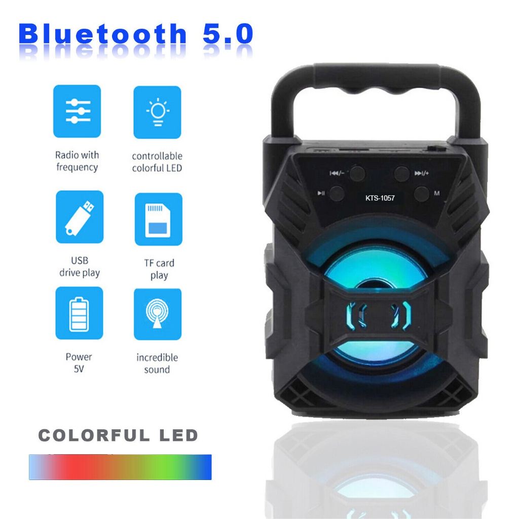 Portable Bluetooth Speaker KTS-1057 Wireless Speaker With RGB Light Super Bass Audio Player