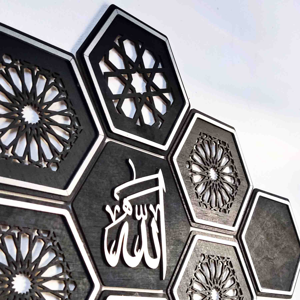 ISLAMIC PANEL DEKORASI KAYU KALIGRAFI HIASAN DINDING ALLAH MUHAMMAD l PELEKAT DINDING AESTHETIC MURAH l WALLDECOR