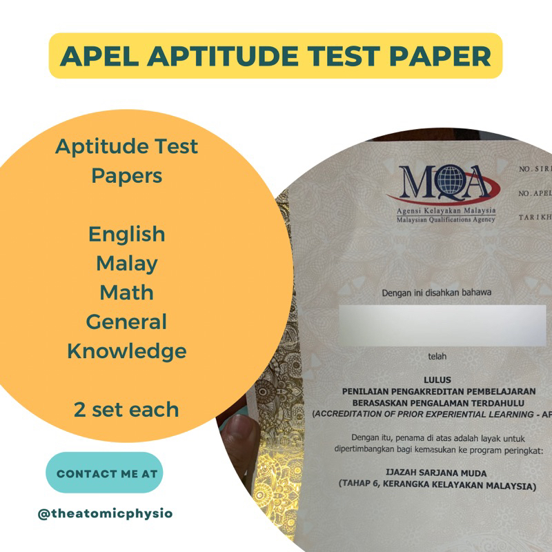 APEL Aptitude Test Paper (2 sets x 4 subjects)