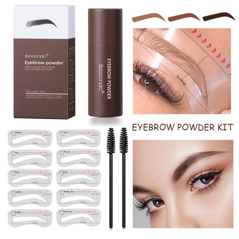 KISS BEAUTY Eyebrow Stamp Stencil Kit Eye Brow Stencil Stamp Kit Kening Inai Eyebrow Enhancers Brow Powder