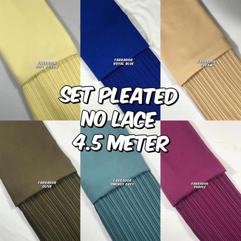 Kain Pasang Set Pleated Premium Quality ( No Lace ) Bidang 60 [ Farrador Fabric ]